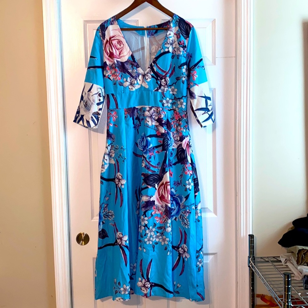 Blue floral lightweight Dress no tag for brand or size.Medium is my guess